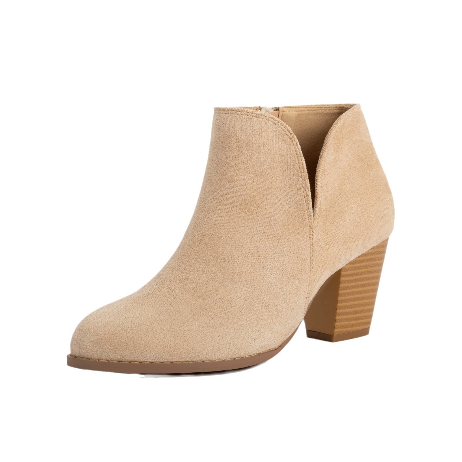 Boots Short Boots Autumn and Winter Cross-Border Spot Round Toe Suede Thick Heel Ankle Boots Outer Wear High Heel Black Large Size Women's Boots