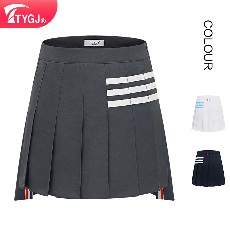 Early spring slimming high waist pleated skirt asymmetric anti-exposure sports skirt women's golf A- line skirt