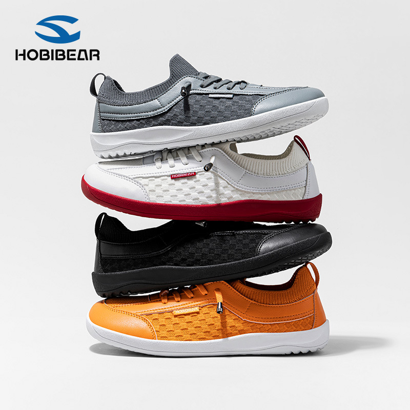 Hobibear Wide-Toe Men's Shoes, Knitted Slip-On Sneakers, Comfortable Casual Walking Fashion Sneakers