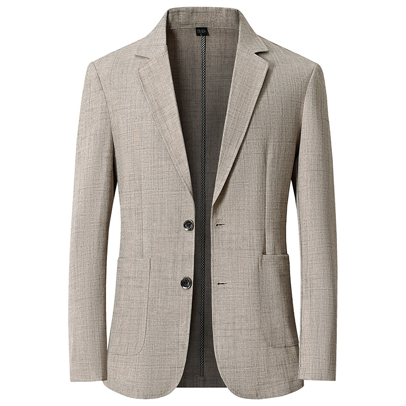 Business Casual Formal Wear Thin Lapel Suit Jacket Fashionable Middle-Aged Men's Spring and Autumn Fashion Trend Ice Silk