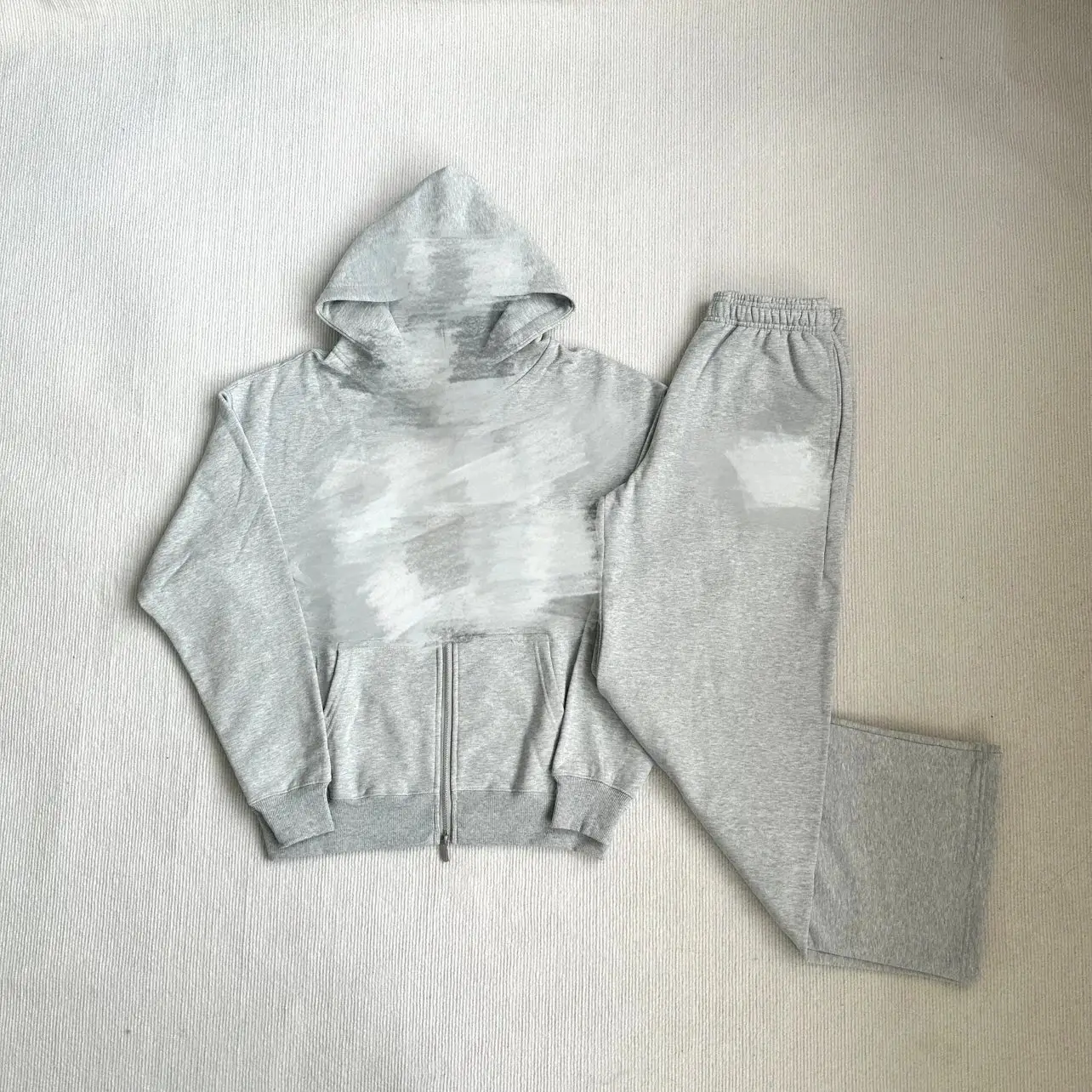 Grey Zip Up Hoodie and Sweatpants Set