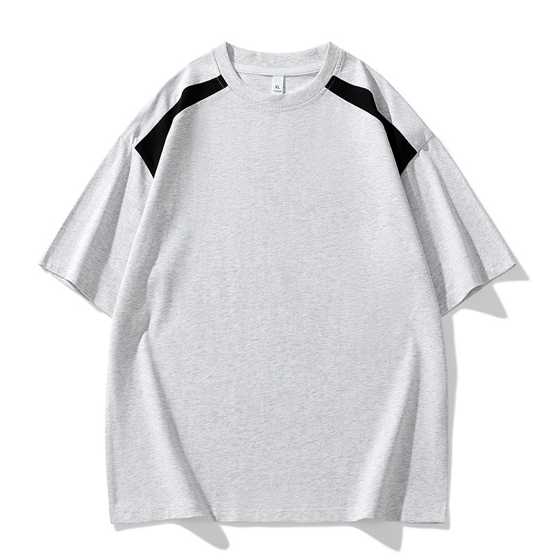American-Style Short-Sleeve Men's T-Shirt, Summer Trendy Brand, Loose Fit for Teenagers, Color-Blocking Design, Ins-Style Sports Top, Stylish Half-Sleeve