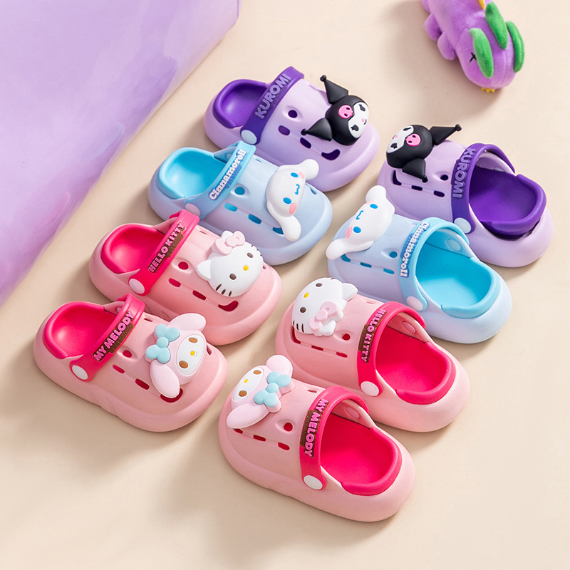 Sanrio Children's Slippers Spring and Summer New Cartoon Kids' Clogs for Girls Breathable Closed-Toe Slippers Breathable Non-Slip