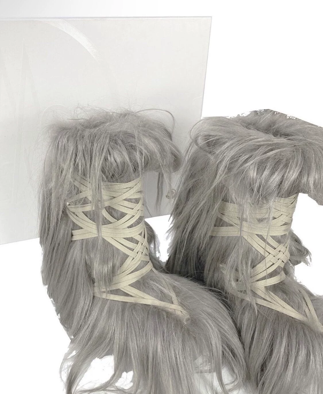 Rick Owens X Crazy Strappy Furry Snow Boots