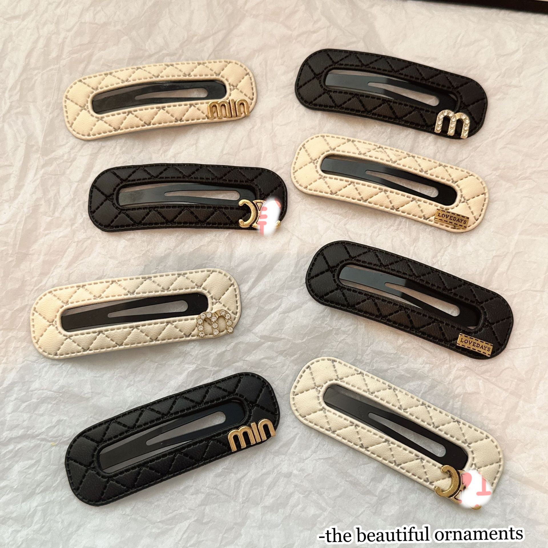 Autumn and Winter Hairpin Retro Metal Letter Leather Hairpin Chanel Style Women's High-end BB Clip Bangs Side Clip Hair Accessories