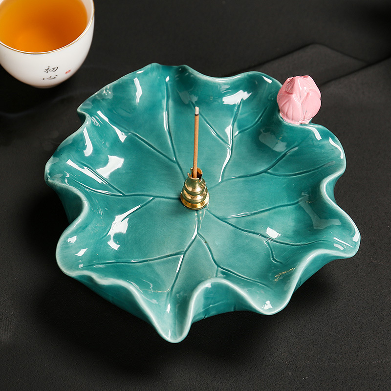 Ruijie creative ceramic incense burner coil incense line incense holder sandalwood agarwood sitting household mosquito coil incense holder sitting incense dish