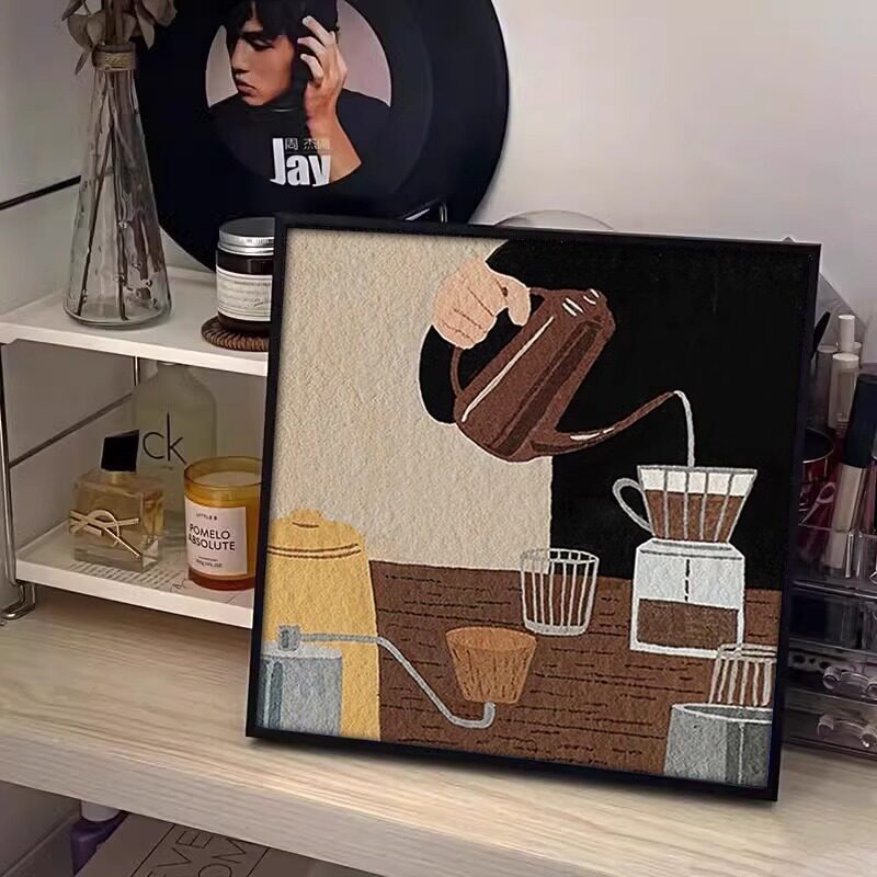 Niche Artistic Cafe Decor Paintings, Maillard Vintage-Style Restaurant Bar Counter and Cabinet Wall Art, Instagram-Style Wall Paintings