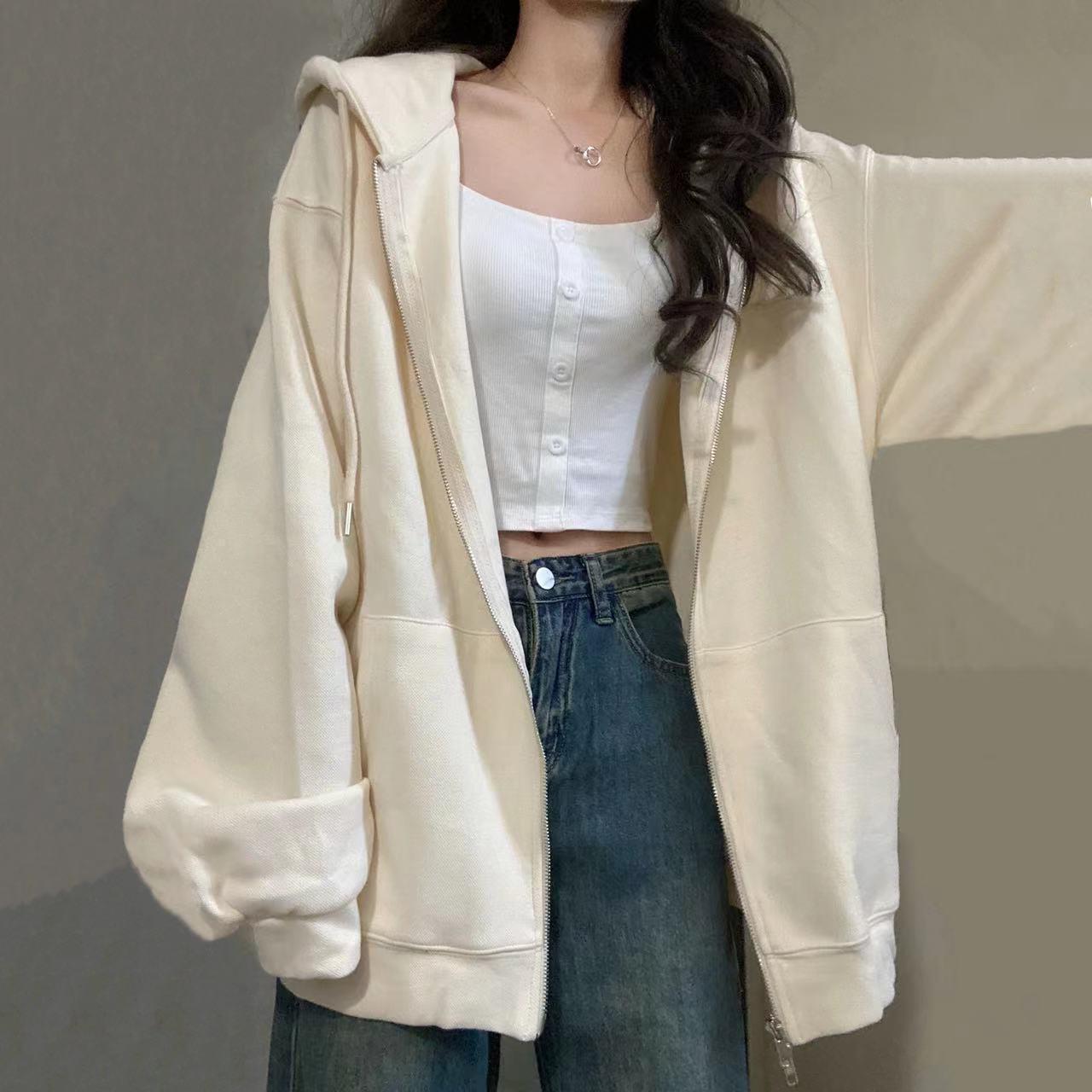 Cross-border Hooded Zipper Cardigan Sweater Women's 2024 Spring and Autumn New Korean Casual Loose Slimming Lazy Style Jacket