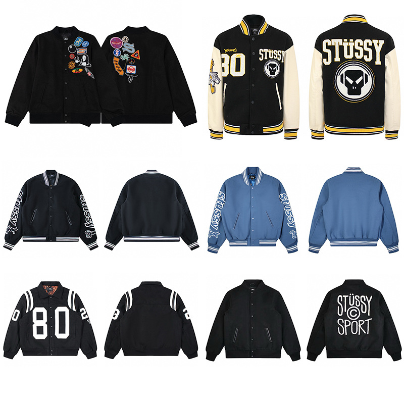 Authentic Cross-Border Stussy Baseball Cotton Jacket American-Style Loose Casual Bomber Jacket for Men and Women Couple Style