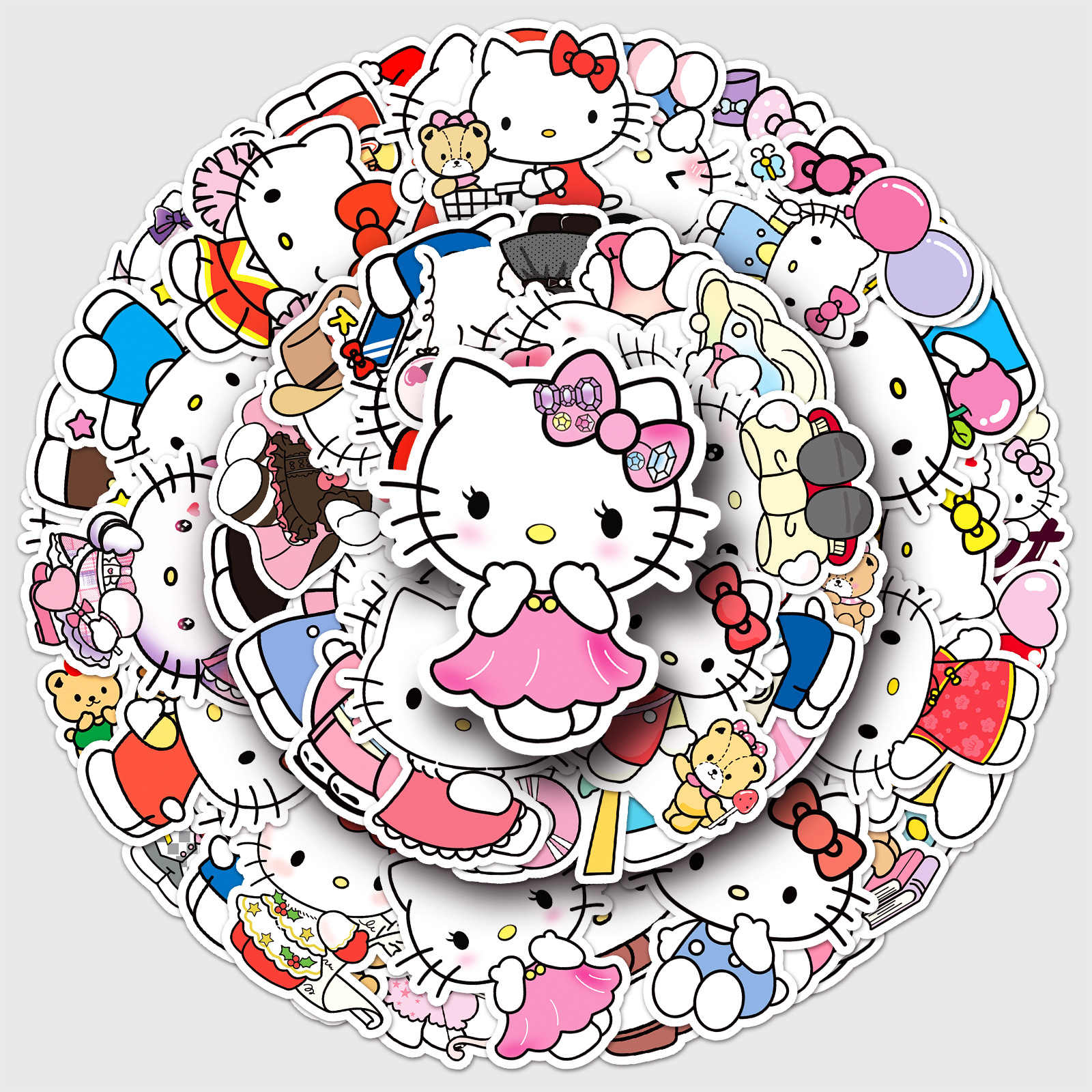 50 Hello Kitty Graffiti Stickers Personalized Cross-border Cartoon Cute Sanrio Decorative Phone Shell Stickers