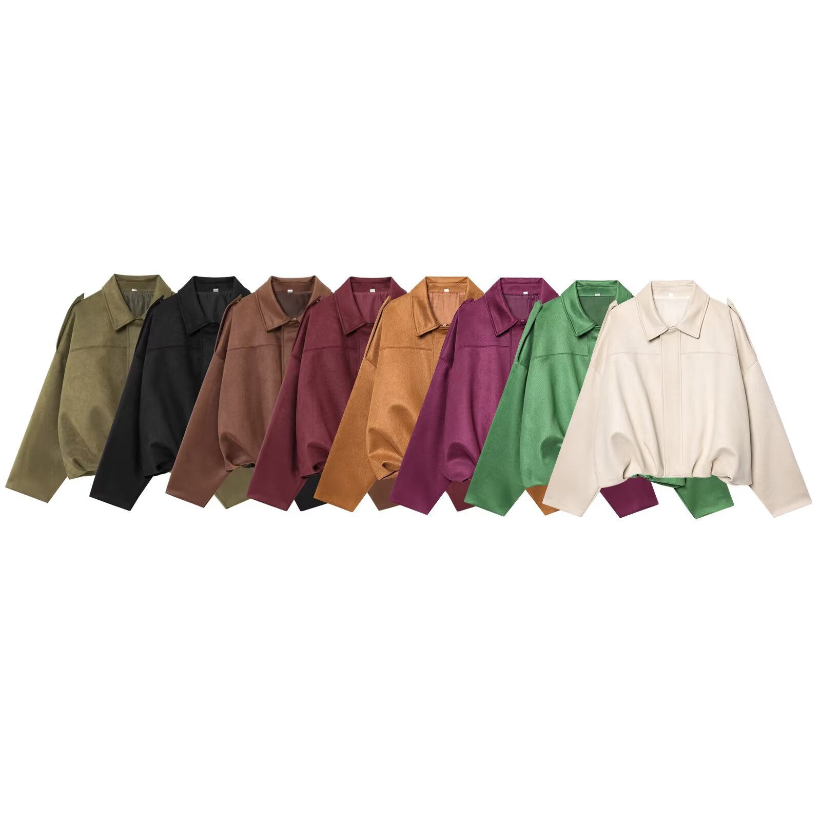 Spring 2025 New European and American Style Casual Loose Suede Effect Bomber Jacket Coat
