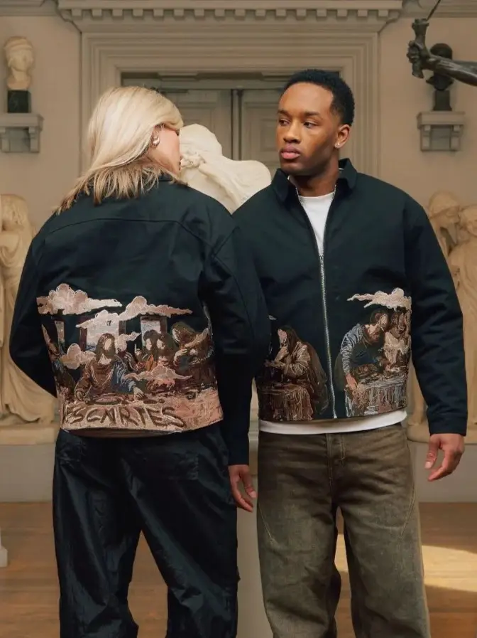 Vintage Graphic Embroidery Oversized Leather Jackets Coats