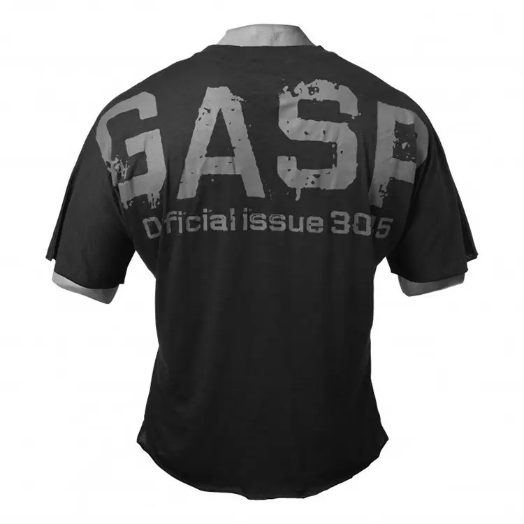 Gasp Fitness Short-Sleeve Men's Training T-Shirt Muscle Sports Squat Strength Slim Fit Top Elastic Print