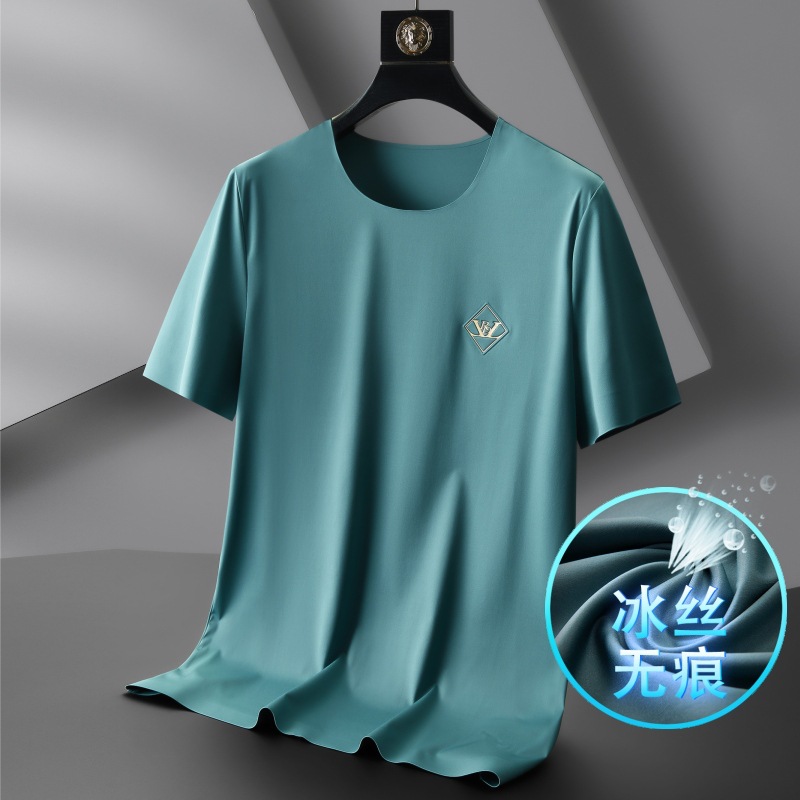 Summer Ice Silk Short-sleeved Men's Running Fitness Sports Top Thin Quick-drying Men's T-shirt Loose Round Neck T-shirt 92