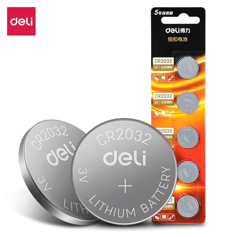 Deli 18512S Button Battery Cr2032 Lithium Battery 3V Motherboard Machine Short-Circuit Protection Electronic Scale