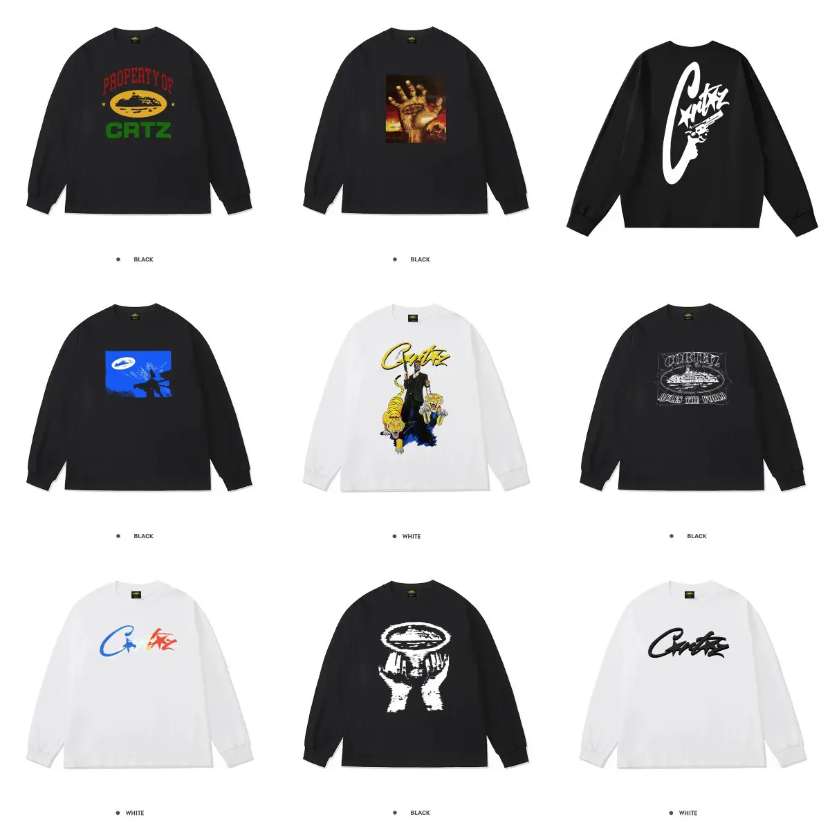 New Style Pistol Letter Print Loose Casual American-Style Crew Neck Long-Sleeve T-Shirt for Men and Women Couples