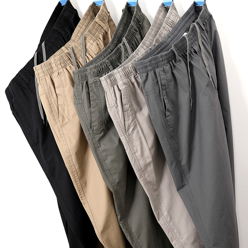 Pure Cotton Men's Casual Pants 2025 Spring and Autum New Middle-Aged Pants Men's Business Casual Straight Cargo Pants Men