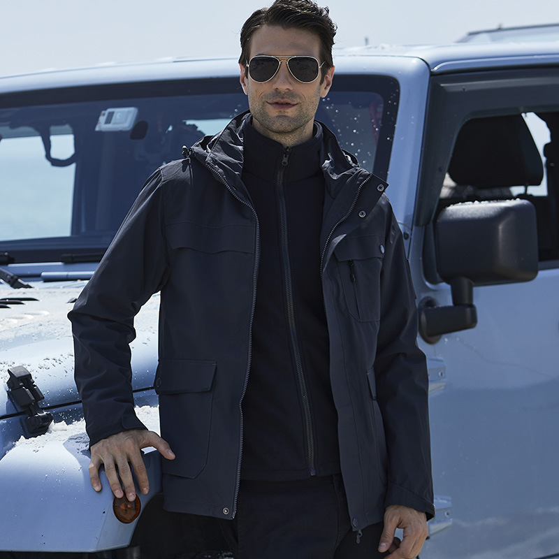 Men's and Women's Casual Couple's Style Warm Jacket Two-Piece Set Three-In-One Outdoor Sports Warm Windproof and Waterproof Jacket