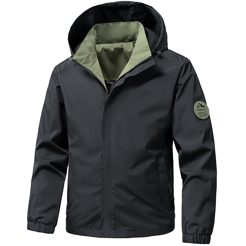 New Spring and Autumn Men's Jacket with Hood, Simple and Stylish, Breathable and Waterproof, Couple's Style Windbreaker Jacket