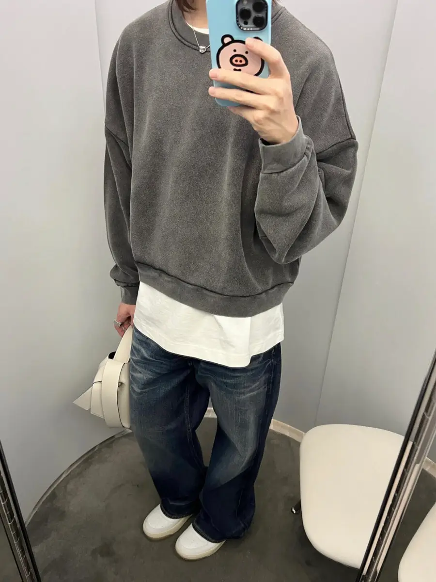 Pure Yuan AC OEM factory, antique fading, old washing, American style high street cleanfit, round neck hoodie, men's and women's trend