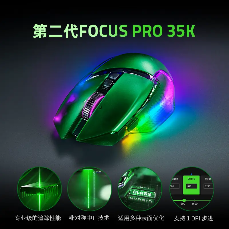 Razer V3 Professional Edition 35K Phantom Green Three-Mode Wireless Gaming Rgb Mouse