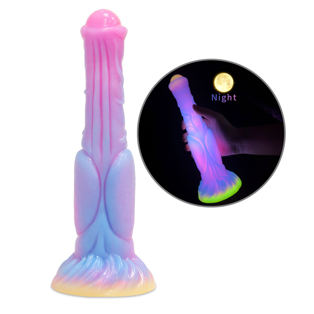 Egg-free horse sling colored luminous shaped penis extra-long soft silicone luminous anal expander sex products