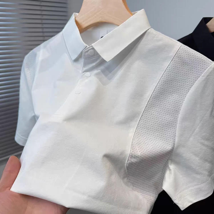 2026 Summer Thin Men's Quick-Drying Polo Short-Sleeved Sweat-Absorbent Breathable Mesh Solid Color Versatile Half-Sleeved T-Shirt Top