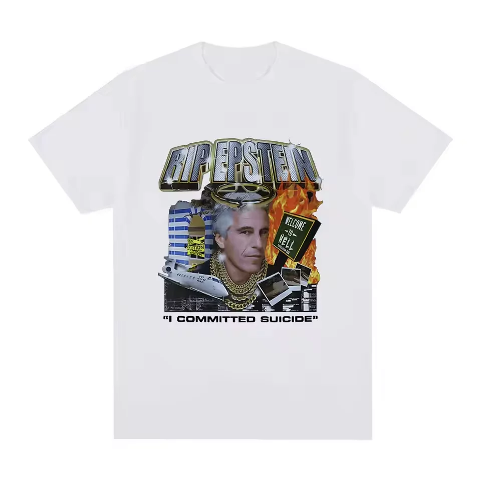 Jeffrey Epstein Graphic Street Trendy Brand Unisex Short sleeved T-shirt for Men and Women, Retro Gothic Style
