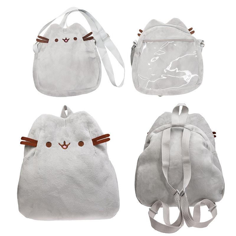 Cross-Border Cat Backpack Fat Cat Backpack Crossbody Bag School Bag Rainbow Cat Plush Bag Doll Toy QC-foto från 1688 på Qualit.ly