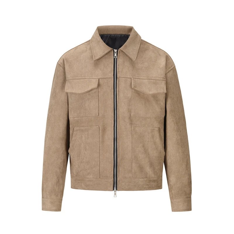 Spring and autumn men's new style simple metal zipper lapel short jacket fashionable casual commuting retro European and American tooling