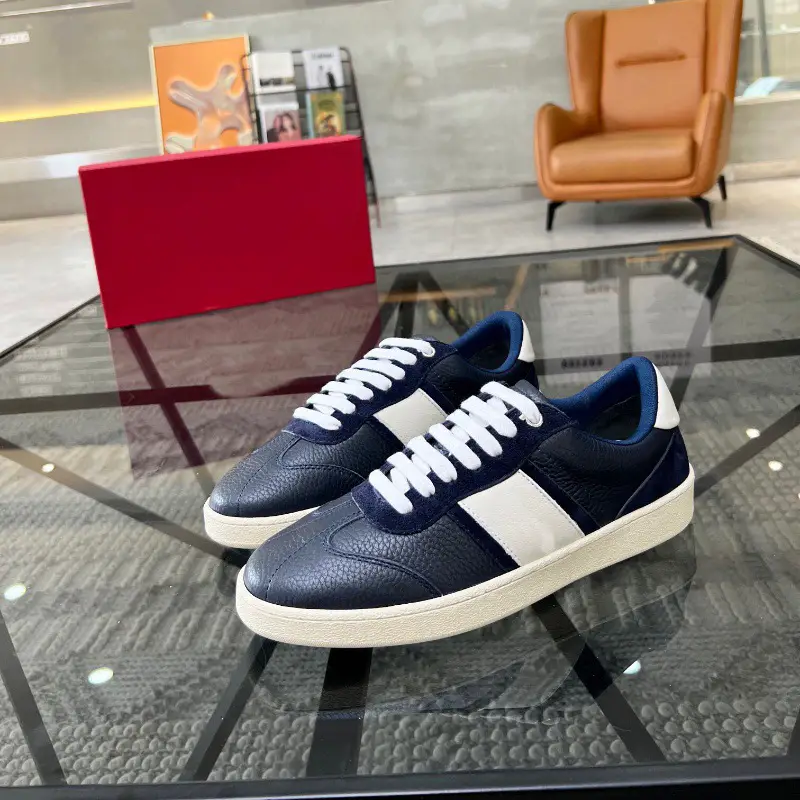 European Station New Casual Sneakers White Shoes Genuine Leather Breathable Lightweight Lace-up Men's Shoes Comfortable All-match Trendy Men's Shoes