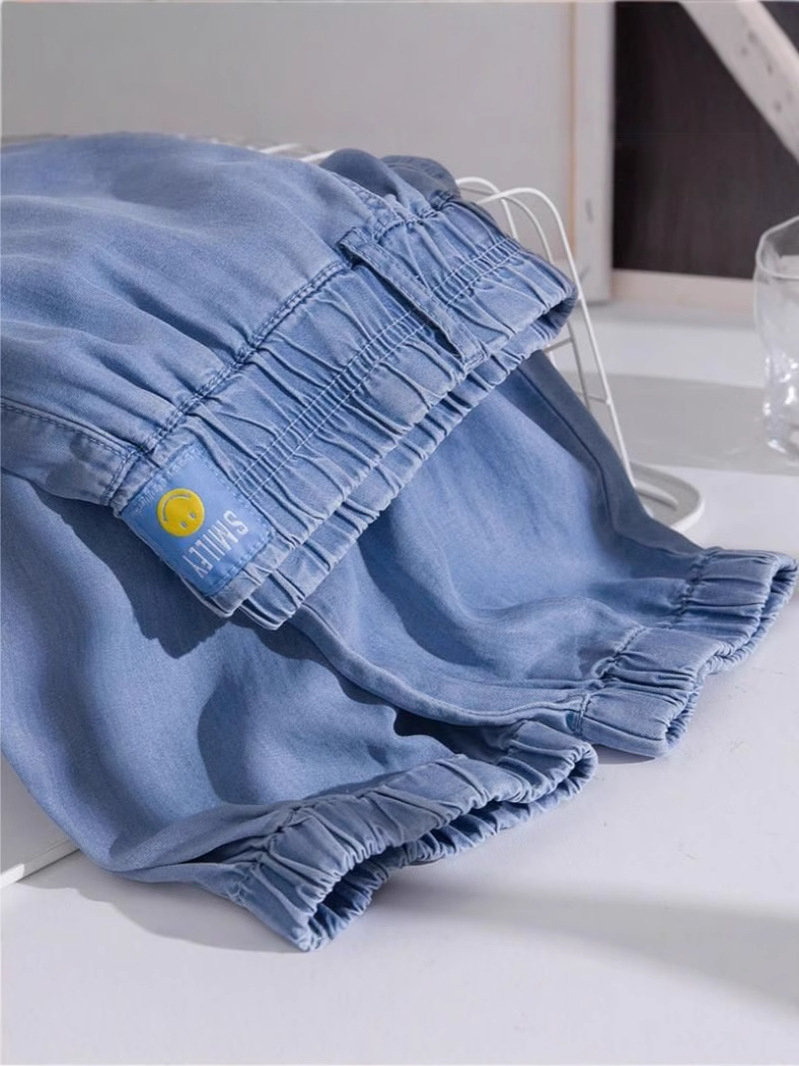 Plus-Size Women's Casual Pants 90kg Spring/Summer Thin Ice Silk Jeans Loose Fit Slimming Jogger Pants