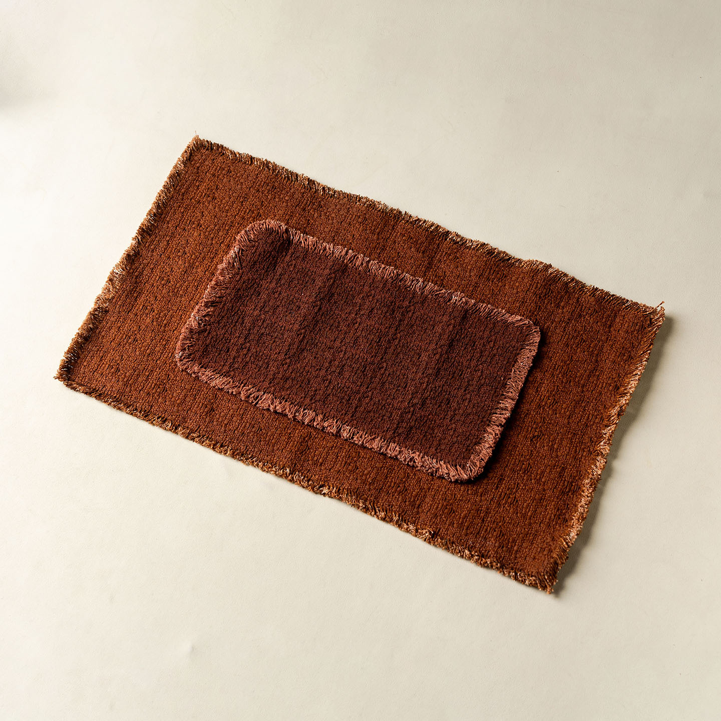 Cotton and Linen Brown Textured Tassel Tea Mat for Home Use, Dry Tea Mat, Tea Table Runner, Tea Ceremony Accessory Mat, Zen-Style Fabric Mat