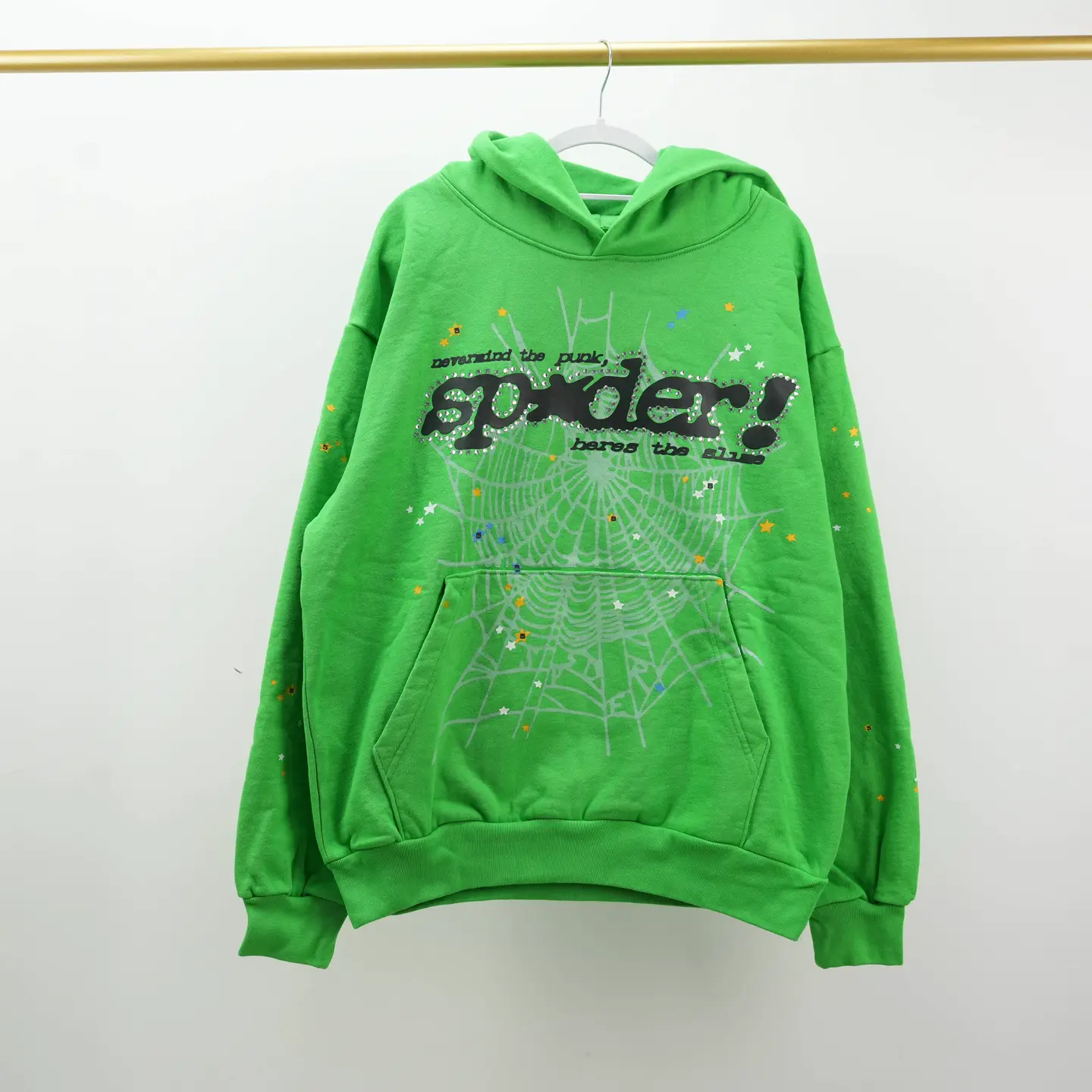 Spider web black letter printed logo hooded sweatshirt