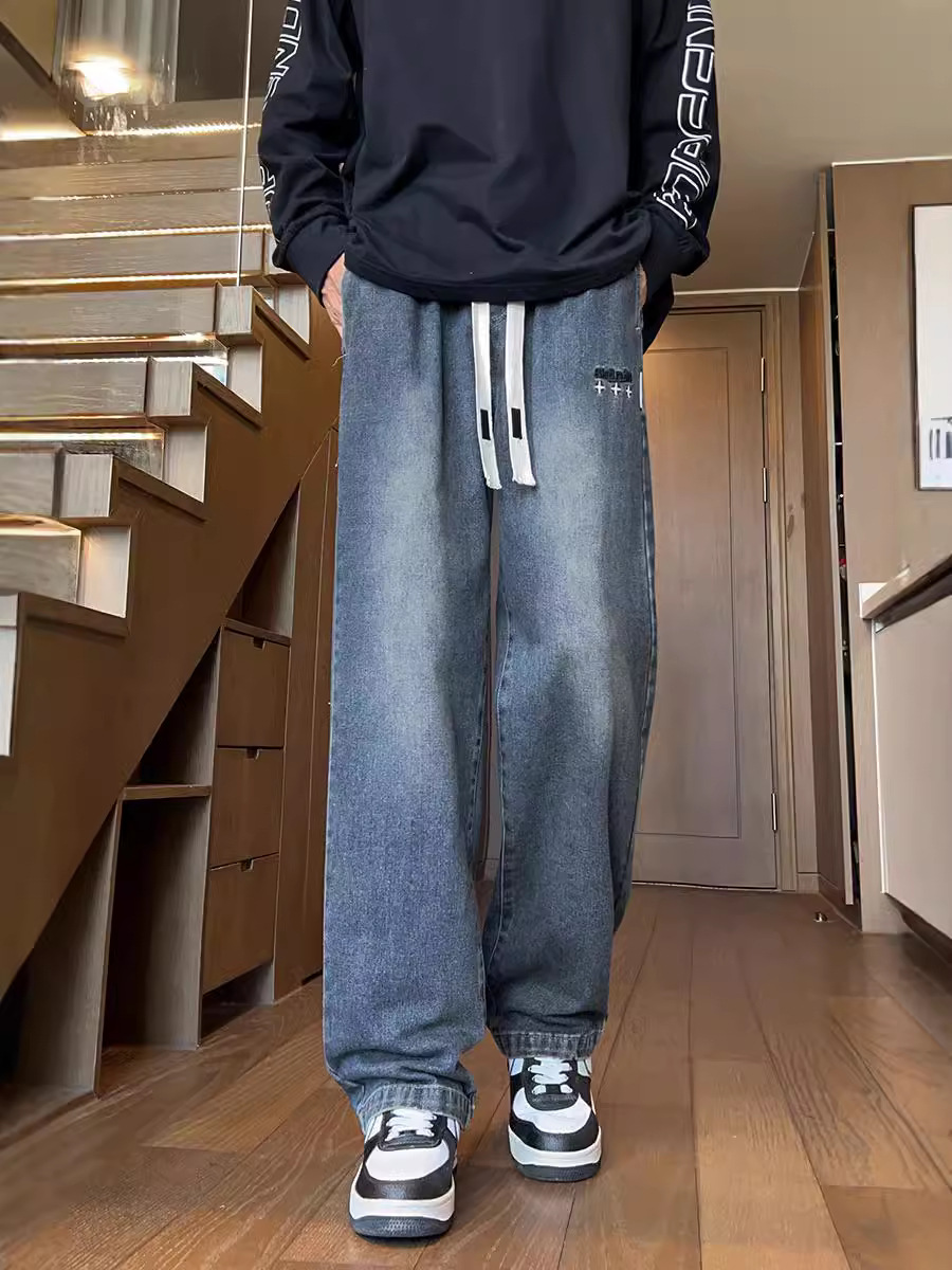 Spring and Autumn 13 Teenager Jeans Boys 12 Years Old 15 Early Senior high school Students 14 Big Kids Loose Straight Long Pants
