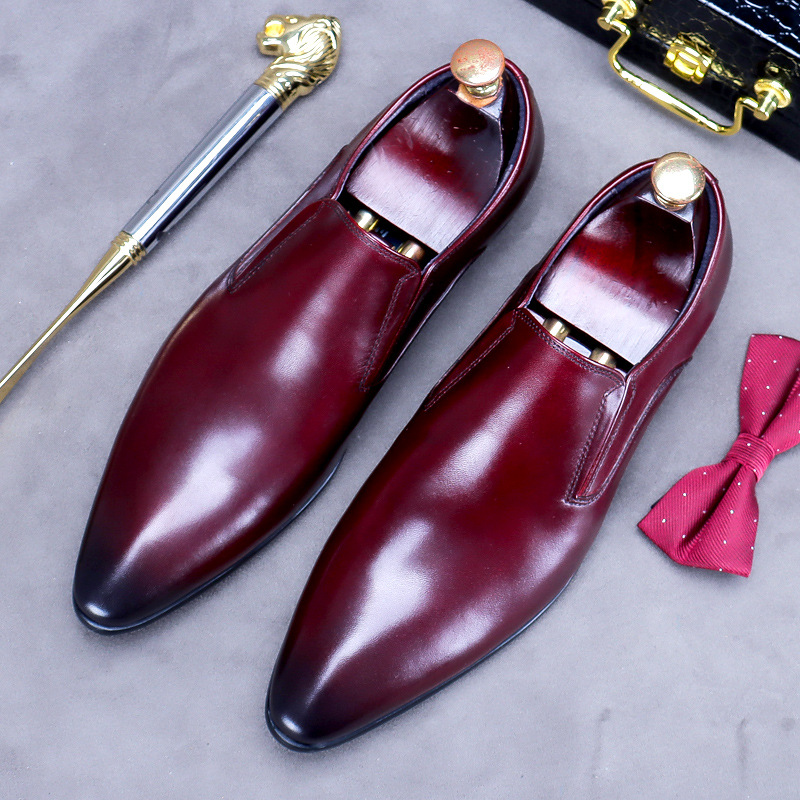 [Big Sale] First-Layer Cowhide Shoes for Men, Business Formal Men's Shoes, British Pointed-Toe Leather Shoes, Over-The-Foot Genuine Leather Shoes