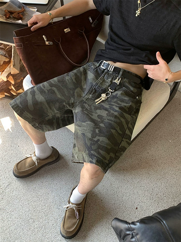 American Retro Camouflage Five-Point Shorts for Men, Summer Casual Street Style, Cool Trendy Brand Design, Loose Cargo Pants