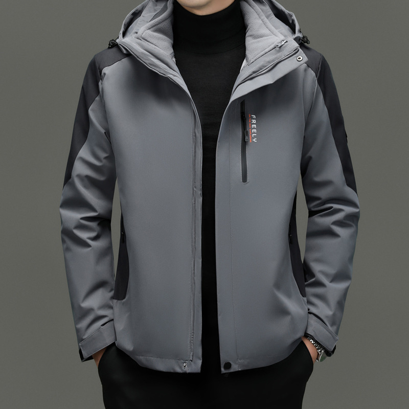 Three-in-one men's autumn and winter new detachable liner trendy all-match warm jacket coat