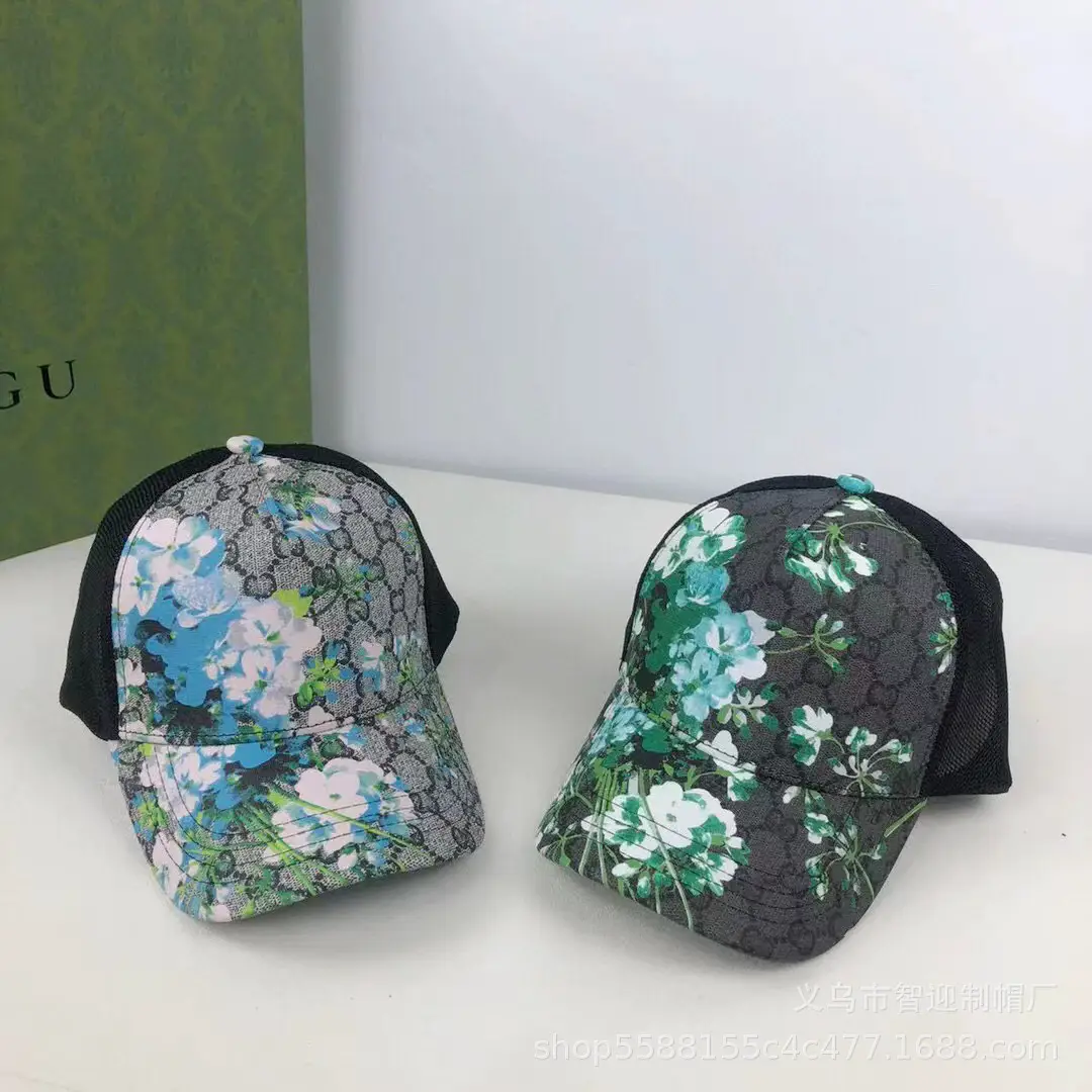 2024 Export European and American Foreign Trade Original High-Quality Printed Correct Version g Brand Blue Floral Fashion Baseball Cap Simple