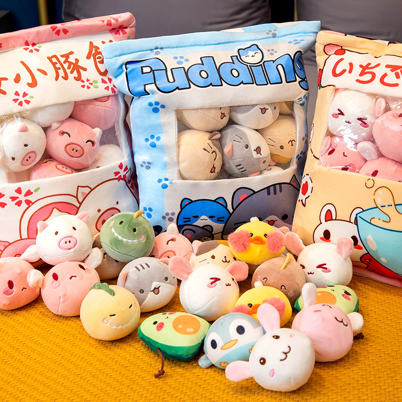 Couple Cat Snack Pillow Net Red Pig Big Bag Doll Plush Toy Rabbit Doll Birthday Gift for Girls