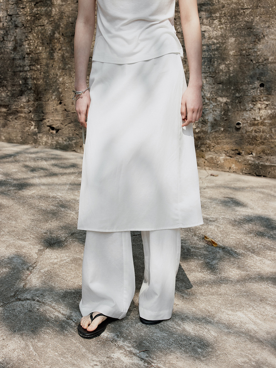 Love and Nancy Thirteen Lines 2026 Spring/Summer Korean Style Tencel Solid Color A-Line High Waist Skirted Wide-Leg Long Pants for Women 04076