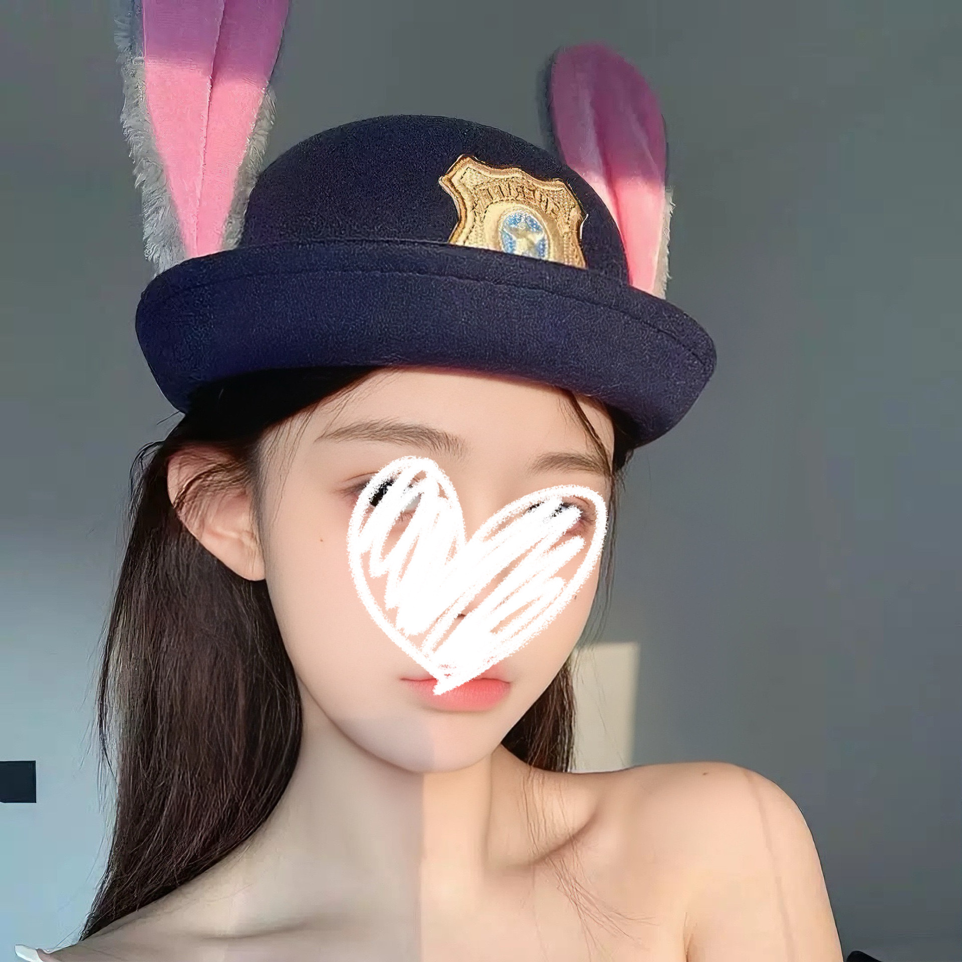 Rabbit Officer Hat COS Cartoon Ear Hat Headwear Adult Decorative Cute Children Judy Rabbit Photo Props
