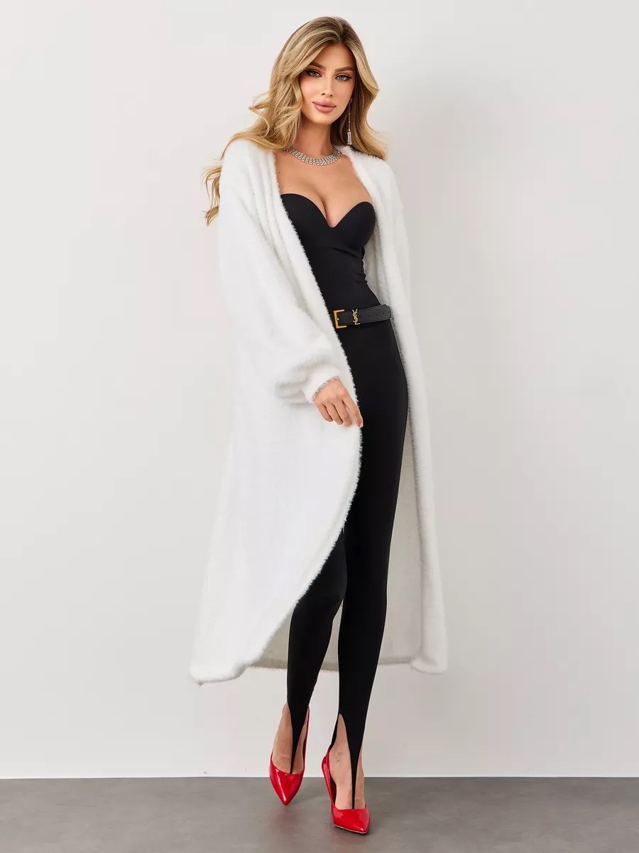 European and American Lazy Style Long Over-The-Knee Mink Velvet Sweater Jacket for Women Loose Autumn and Winter Casual Knitted Cardigan Outwear