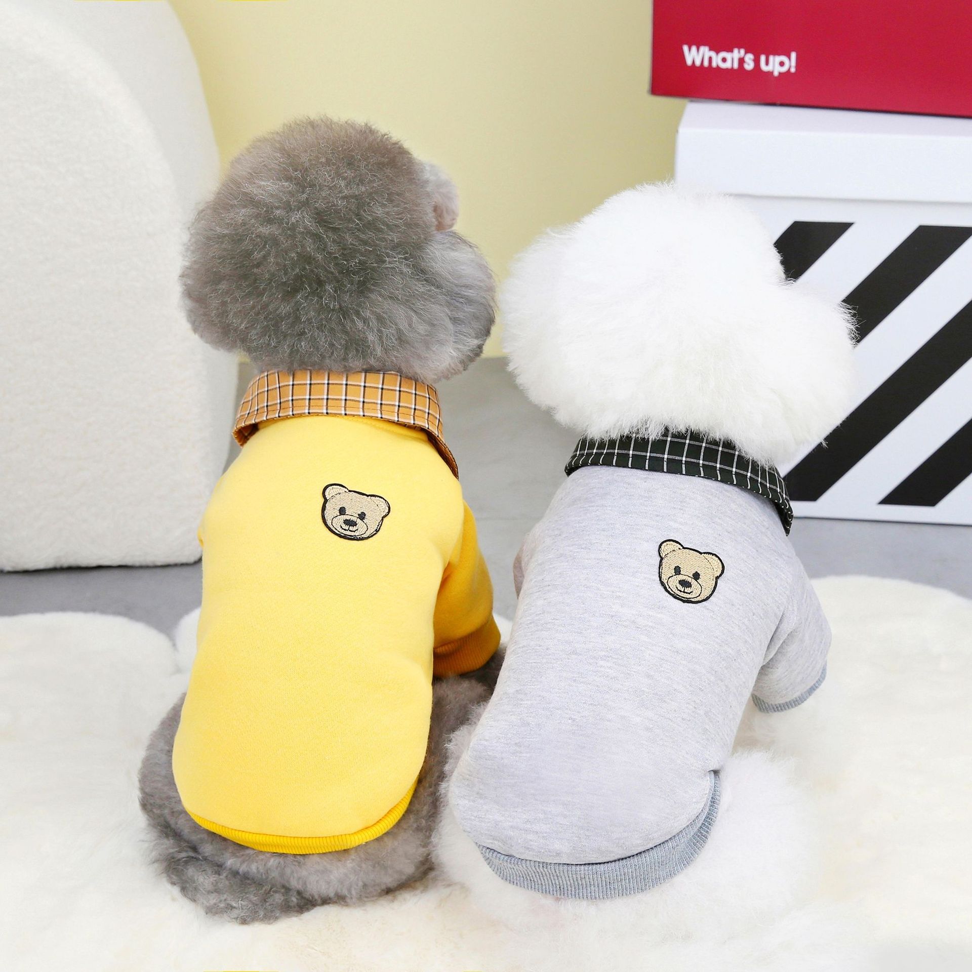 Dog Clothes Pet Apparel Autumn and Winter Teddy Cat Pet Clothes Winter Wear Lapel 23 Lapel Bear Hoodie