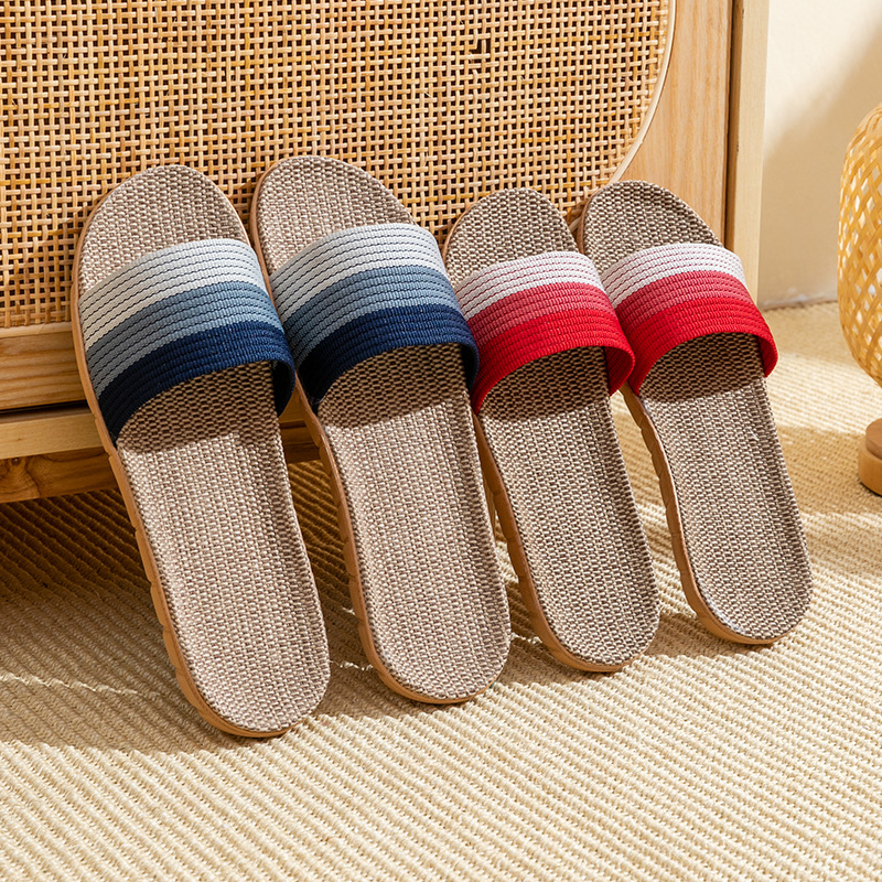 Linen Slippers Home Thick Bottom Straw Men's and Women's Summer Slippers Home Indoor Non-slip Non-smelly Foot Wholesale
