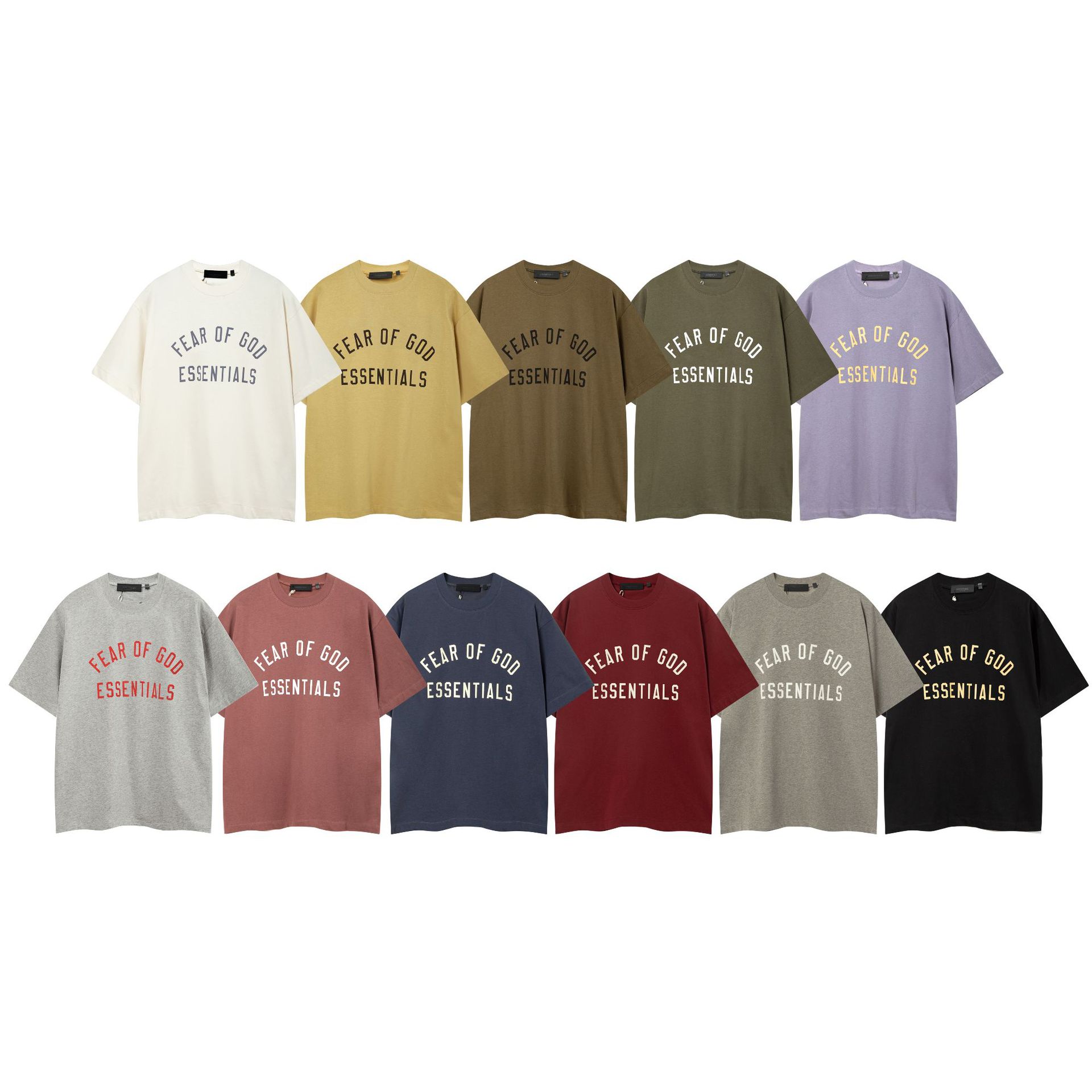 FOG Line Essentials American Style Trendy Brand Letter Printing Loose Casual Short-sleeved T-shirt for Men and Women Couple Top