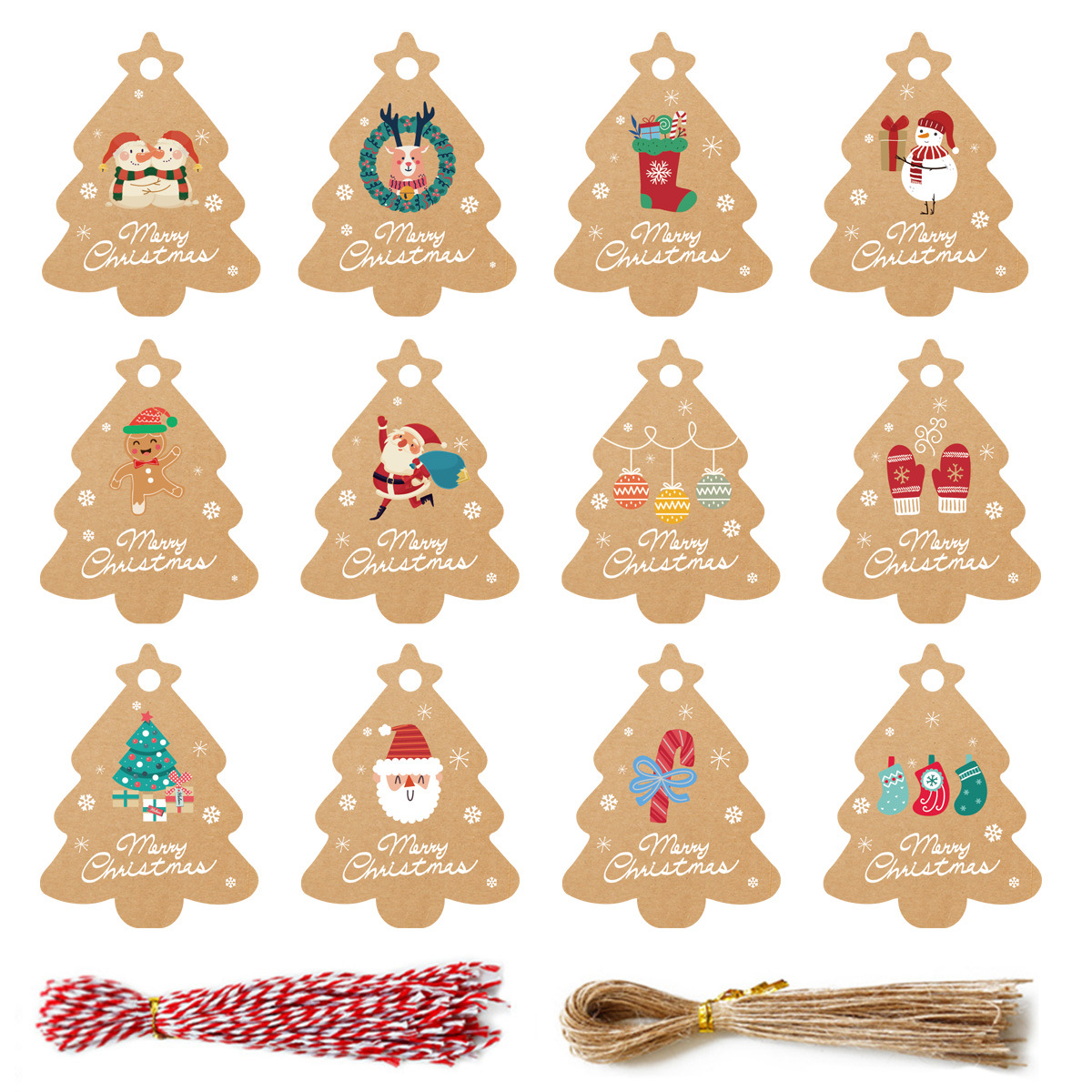 48Pcs Christmas Tags Kraft Paper Christmas Tree Decoration Pendants Christmas Gift Decoration Santa Claus Amazon