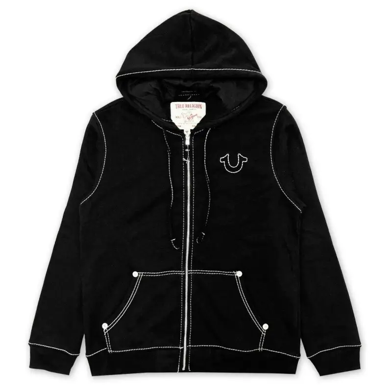 True Religion Sweatshirt Cross-Border Retro Y2K High Street Trendy Brand Printed Zipper Hoodie Sweatshirt for Men and Women