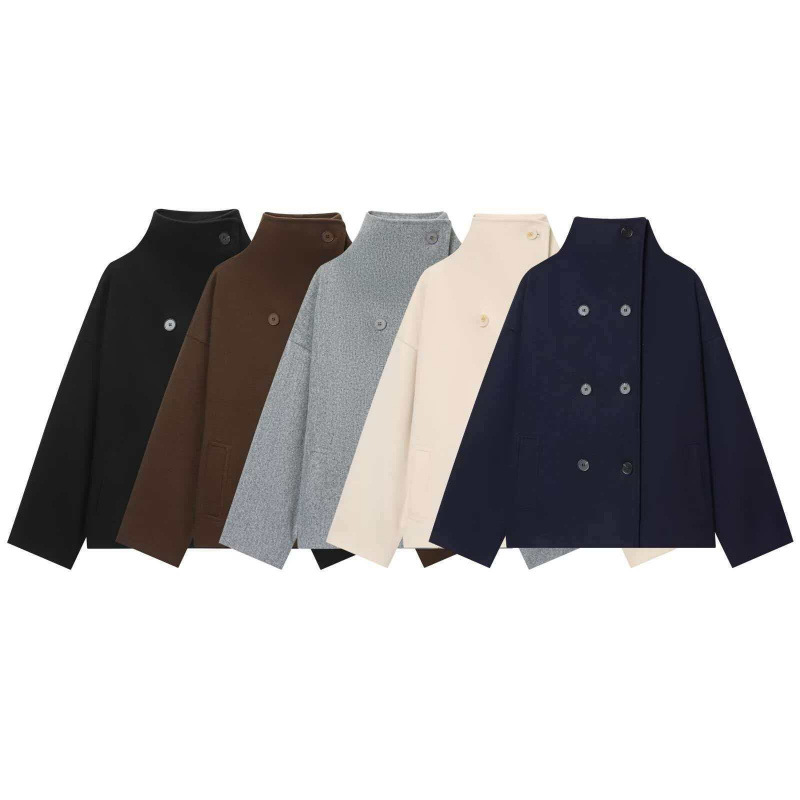 Cross-Border Women's Clothing Manufacturer Wholesale 2026 Aliexpress Hot-Selling Autumn Stylish Versatile Multi-Color Double-Breasted Woolen Coat