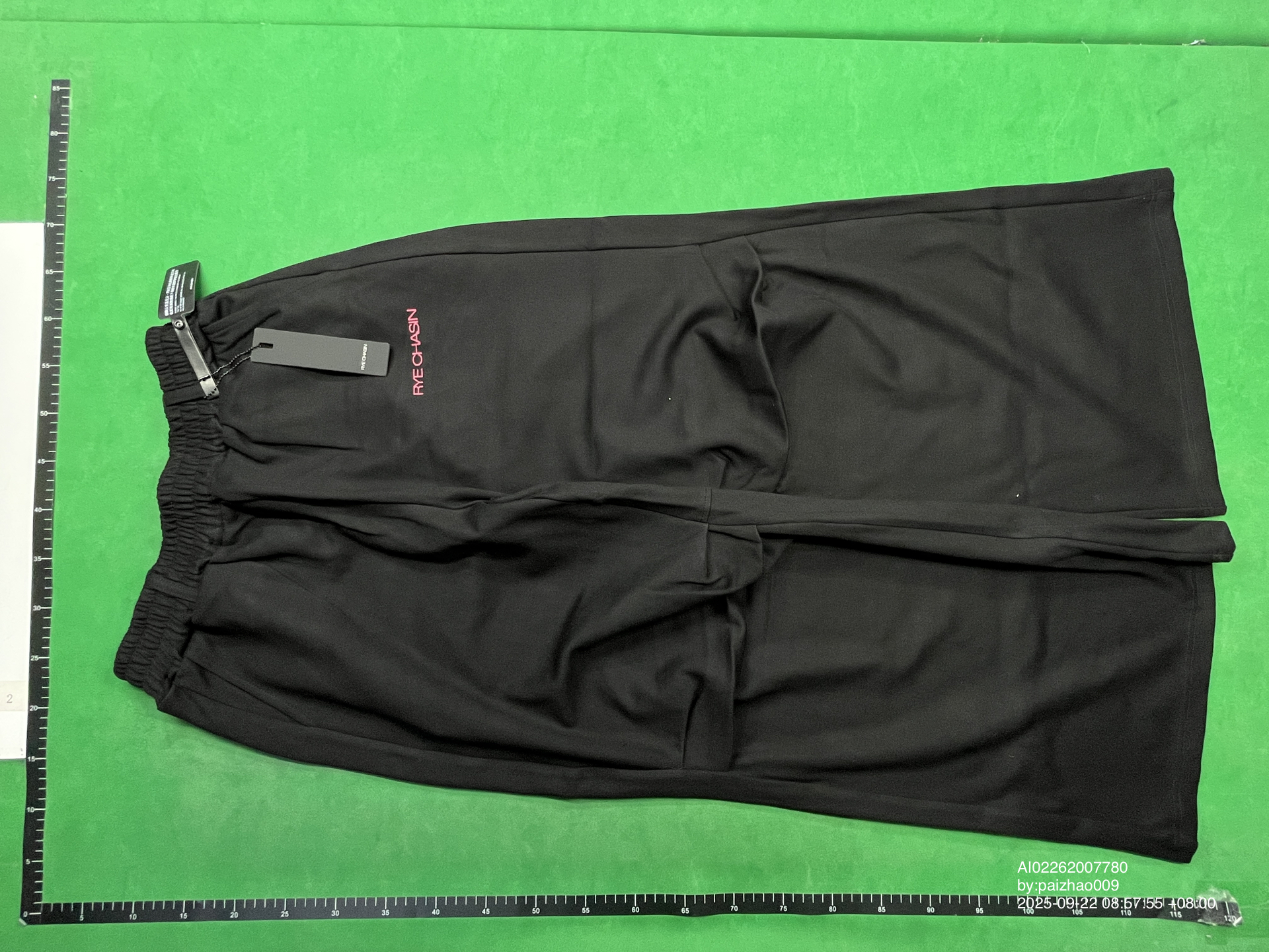 *Rye Chasin Black Loose Flared Pleated Stacked Texture 420g Pure Cotton Sweatpants Joggers QC
